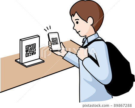 Man doing QR code payment Man doing QR code payment 89867288