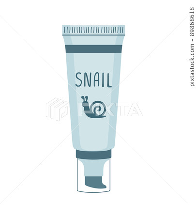 Repairing cream with snail extract. Face moisturizer. Skin care. Morning routine. Hand drawn beauty product. Vector illustration in flat cartoon style 89868618