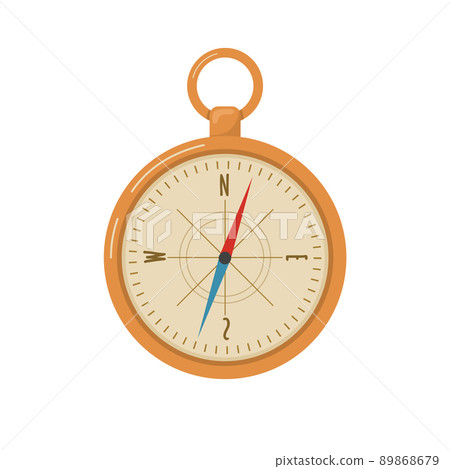 Vintage pirate compass. Piracy icon isolated on white background. Vector illustration in flat cartoon style 89868679