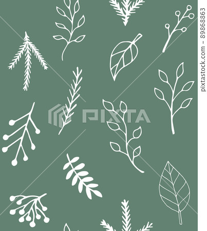 Vector seamless pattern of hand drawn leaves - Stock Illustration ...