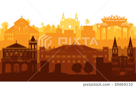 Philippines famous landmarks by silhouette style 89869110
