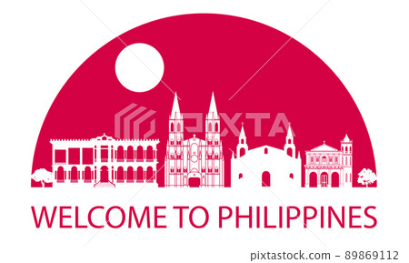 Philippines famous landmarks by silhouette style 89869112