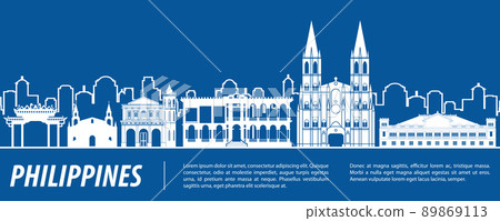 Philippines famous landmarks by silhouette style Philippines famous landmarks by silhouette style 89869113