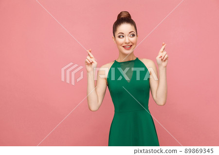 . Expression emotion and feelings concept. Studio shot, isolated on pink background 89869345