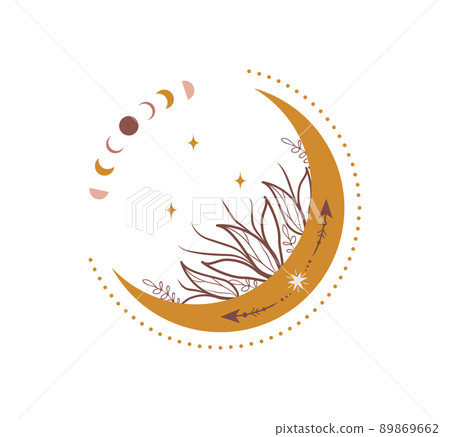 Abstract aesthetic boho moon. Scandinavian design for wallpaper and home decor. Contemporary geometric element. Modern vector illustration in flat style 89869662