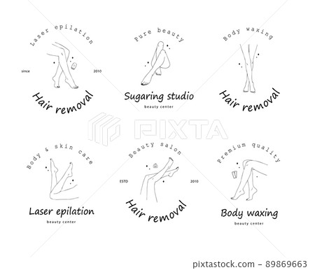Hair removal. Linear female smooth legs. Woman body care. Vector Illustration of elegant feet in a trendy minimalist style. Epilation, beauty and health concept 89869663
