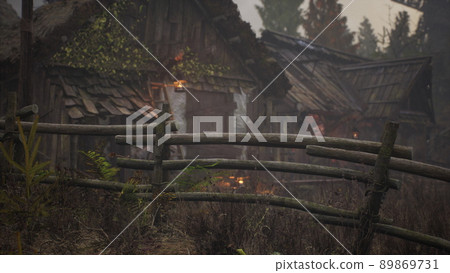 ancient wooden village in country side 89869731