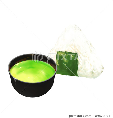 Rice balls and green tea - Stock Illustration [89870074] - PIXTA