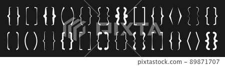 Text brackets collection, white quotation box. Curly, square and corner parentheses. Vintage typographical symbol, calligraphic quote frame. Doodle, lettering element. Vector illustration. Text brackets collection, white quotation box. Curly, square and corner parentheses. Vintage typographical symbol, calligraphic quote frame. Doodle, lettering element. Vector illustration. 89871707
