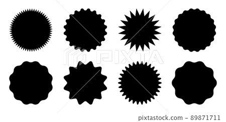 Black shopping labels collection. Sale or discount sticker. Special offer price tag. Supermarket promotional badge. Vector sunburst icon. Black shopping labels collection. Sale or discount sticker. Special offer price tag. Supermarket promotional badge. Vector sunburst icon. 89871711