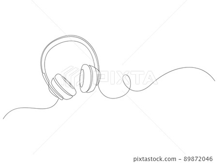 One line drawing of headphone. Speaker device gadget hand drawn illustration. One line drawing of headphone. Speaker device gadget hand drawn illustration. 89872046