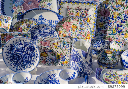 Background with colorful Portuguese blue ceramics Background with colorful Portuguese blue ceramics 89872099