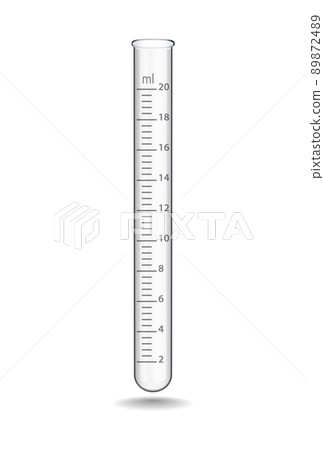Glass laboratory test tube with a scale. Special glassware for laboratory research and analysis in chemistry, biology and medicine. Vector illustration. 89872489