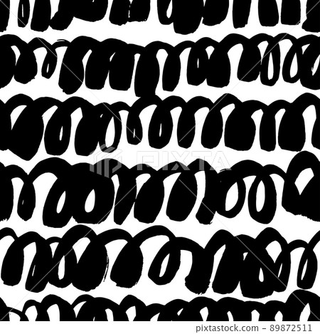 Hand drawn ink wavy stripe seamless pattern. - Stock Illustration ...