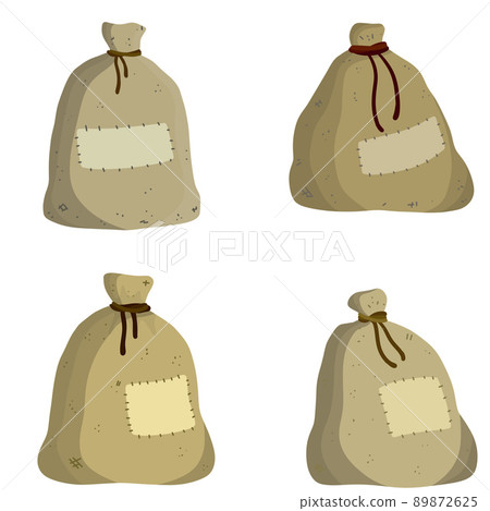 Canvas burlap bag. Cartoon flat illustration 89872625