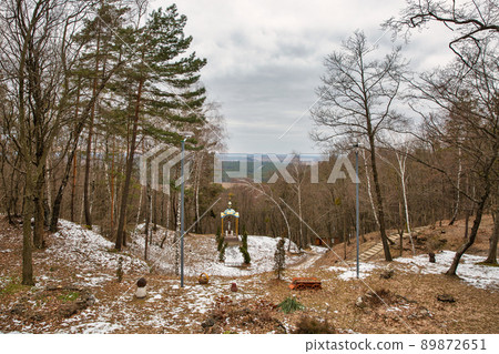 Chapel in the forest. Kremenets Mountains Park Bozha Hora. Chapel in the forest. Kremenets Mountains Park Bozha Hora. 89872651