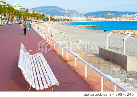 Bench Nice embankment mediterranean France 89873246