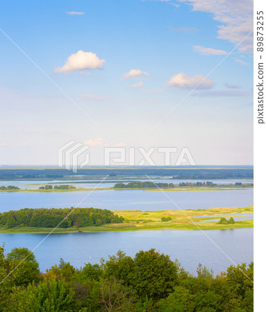 Landscape Dnipro river islands Ukraine 89873255
