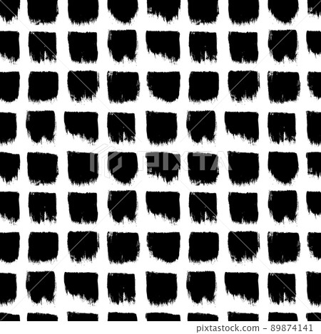 Hand drawn geometric pattern with black squares. Hand drawn geometric pattern with black squares. 89874141
