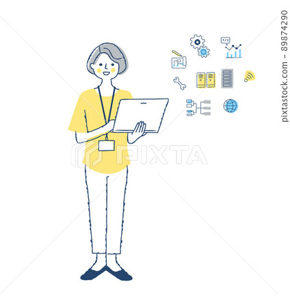 SE / laptop woman and web system image icon 89874290