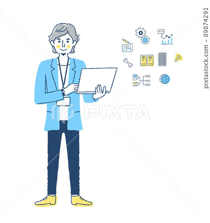 SE / laptop male and web system image icon 89874291