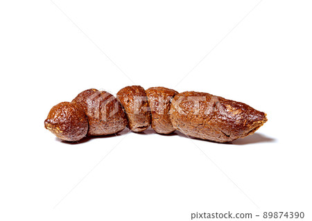 brown defecate animal, dog excrement with clipping path isolated on white background, close-up poop. 89874390