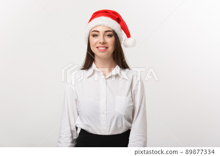 Business Concept - Modern caucasian business woman in the white studio background with copy space. Business Concept - Modern caucasian business woman in the white studio background with copy space. 89877334