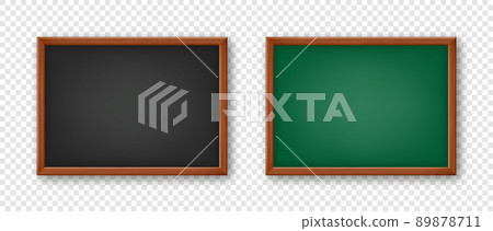 Realistic blank chalkboard in a wooden frame. School blackboard with traces of chalk, writing surface for text or drawing. Presentation board, online studying and e-learning. Vector illustration Realistic blank chalkboard in a wooden frame. School blackboard with traces of chalk, writing surface for text or drawing. Presentation board, online studying and e-learning. Vector illustration 89878711