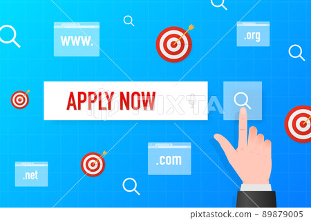 Cool vector Apply now banner in flat design. Vector illustration 89879005