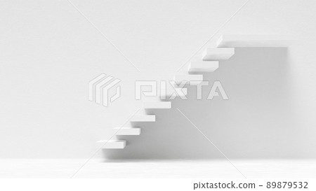 Stairs in building. were illuminated from the side, cause high contrast. white room background. Stairs in building. were illuminated from the side, cause high contrast. white room background. 89879532