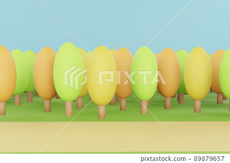 有 3D 秋葉的樹 89879657
