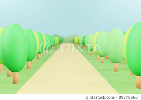 3D trees along the road 89879660