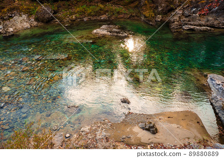 Pure water flow from the Suwakyo promenade in Gunma prefecture Pure water flow from the Suwakyo promenade in Gunma prefecture 89880889