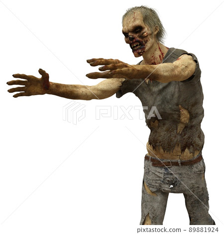Zombie male isolated white background 3d illustration Zombie male isolated white background 3d illustration 89881924