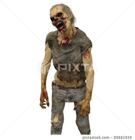 Zombie male isolated white background 3d illustration 89881938