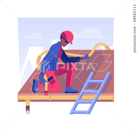 Gutter cleaning isolated concept vector illustration. Professional repairman cleaning gutter on private house roof, property maintenance service, mold removal process vector concept. Gutter cleaning isolated concept vector illustration. Professional repairman cleaning gutter on private house roof, property maintenance service, mold removal process vector concept. 89882113