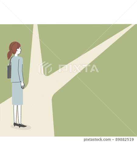 Business woman who stops in front of the fork of the road 89882519