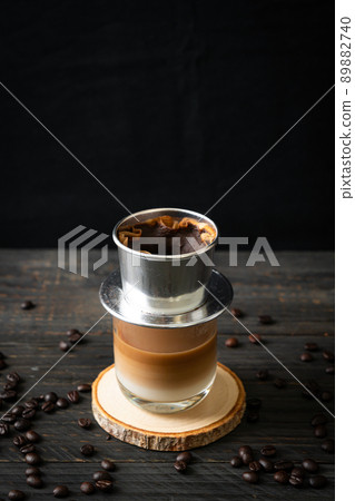 Hot milk coffee dripping in Vietnam style 89882740