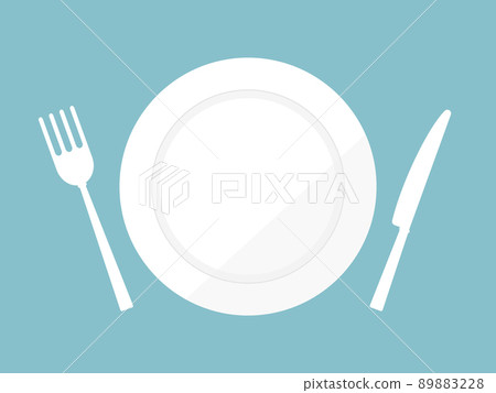 簡單的盤子和餐具刀叉 89883228