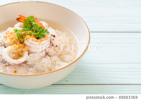 boiled rice soup with seafood boiled rice soup with seafood 89883369