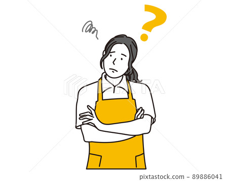 一個充當管家的女人，雙手交叉思考 89886041