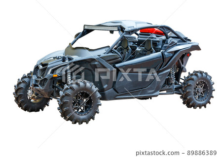 Offroad karting with a powerful wheelbase and suspension. Isolated on white. 89886389