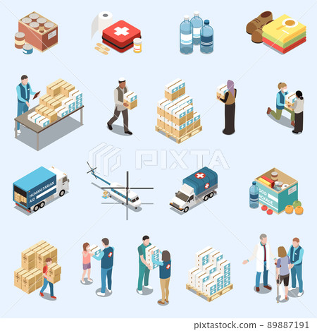 Humanitarian Aid Isometric Set - Stock Illustration [89887191] - PIXTA