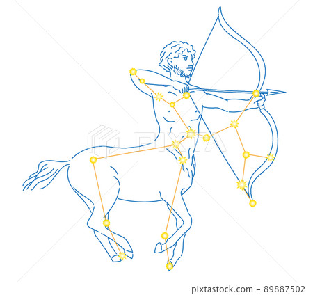 射手座線描和星排列,希臘神話 射手座線描和星排列,希臘神話 89887502