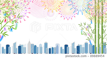 Fireworks Tanabata building background 89889454