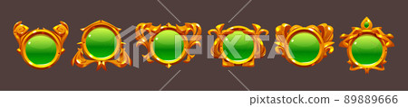 Green game buttons with golden frames 89889666
