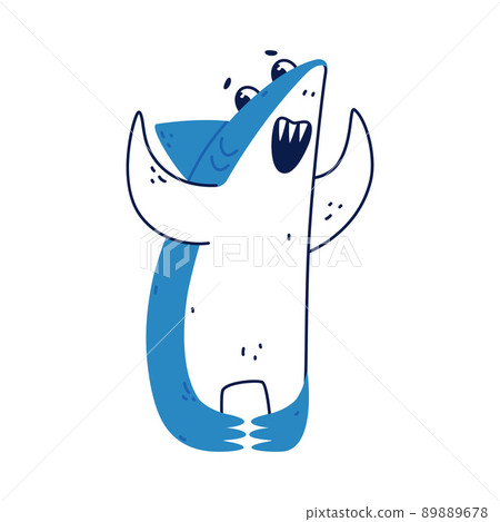 Cute Blue Shark as Sea Animal Laughing Out Loud with Open Toothy Mouth Vector Illustration Cute Blue Shark as Sea Animal Laughing Out Loud with Open Toothy Mouth Vector Illustration 89889678