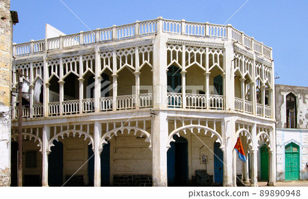 Colonial style building at the street of Massawa, Eritrea 89890948