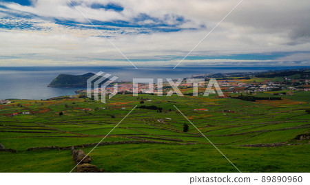 Landscape with Monte Brasil volcano and Angra do Heroismo, Terceira island, Azores, Portugal Landscape with Monte Brasil volcano and Angra do Heroismo, Terceira island, Azores, Portugal 89890960