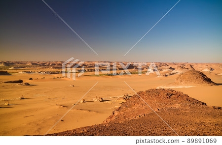 Panoramic Aerial view to Djiara, Ahoita, Daleyala and Boukkou lakes group of Ounianga Serir lakes at the Ennedi, Chad Panoramic Aerial view to Djiara, Ahoita, Daleyala and Boukkou lakes group of Ounianga Serir lakes at the Ennedi, Chad 89891069